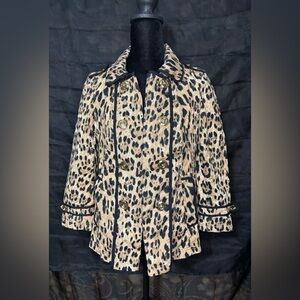 White House Black Market Leopard Print Trench Coat